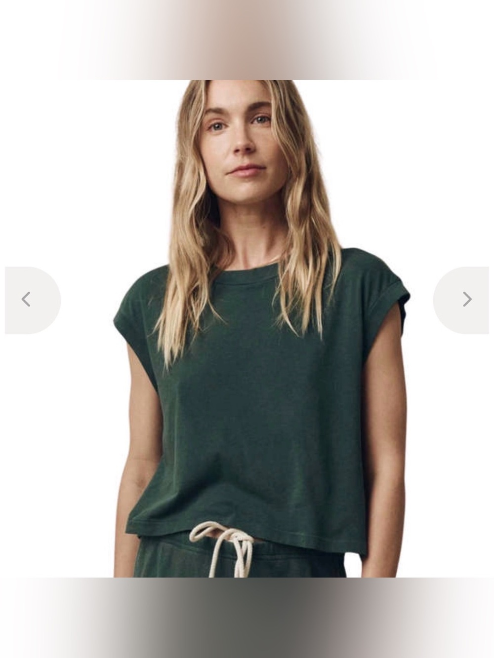 The Great The Square tee Relaxed Crewneck Cap-Sleeve in Deep sea Green SZ:0/XS